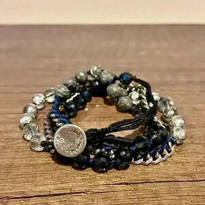 Chloe and Isabel | Multi-wear Navy and Silver Tone Wrap Bracelet/ Necklace